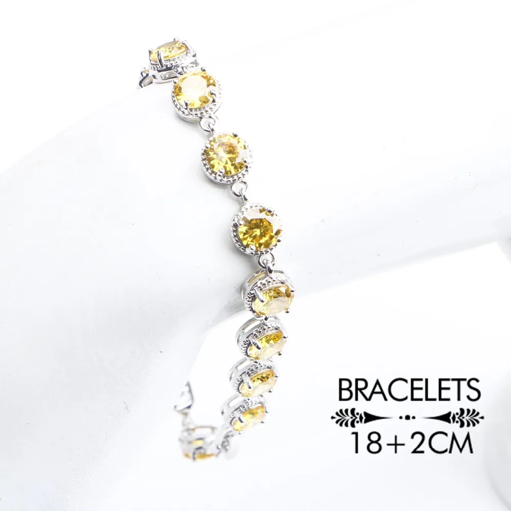 Женский комплект украшений из серебра 925 пробы серьги с желтым кубическим