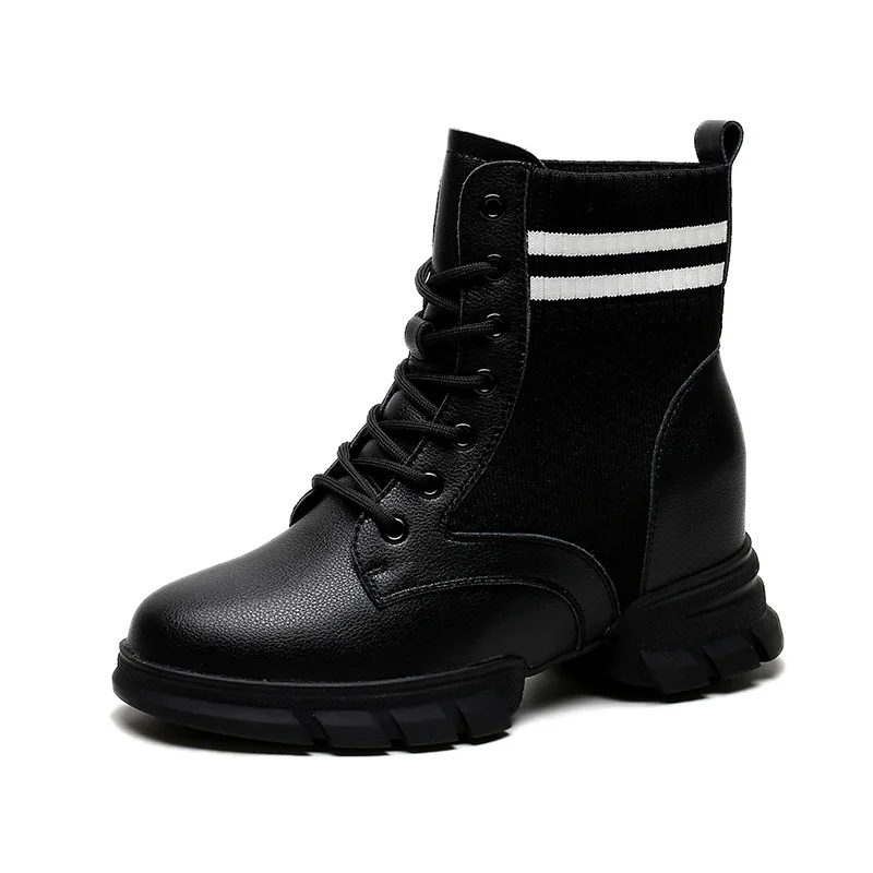 

SWYIVY Wedge Shoes Woman Zipper Cow Leather Women Winter Boots 2019 Fashion Women Ankle Boots Ladies Short Plush Sock Booties