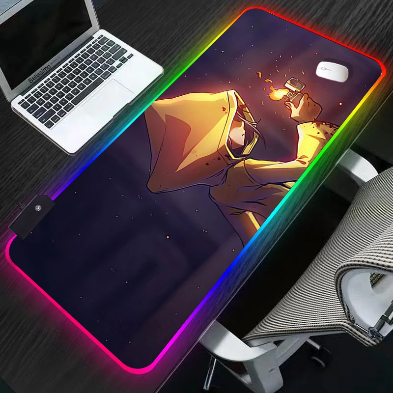 

RGB аниме маленький кошмарный игровой коврик для мыши с замком края водонепроницаемый коврик для мыши резиновый игровой коврик для ноутбука ...