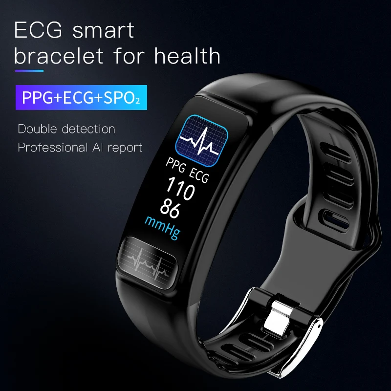 

Yulubu P12 Smart Band Support ECG+PPG Blood Pressure Heart Rate Monitoring IP67 Waterpoof Pedometer Sports Fitness Bracelet