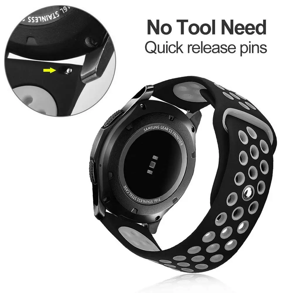 Спортивный силиконовый ремешок для samsung gear S3 Frontier, 22 мм, ремешок для часов Galaxy Watch, 42/46 мм, gear S2, классический спортивный ремешок, 20 мм