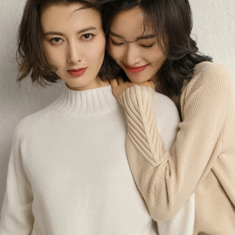 Новинка 2019 кашемировый свитер женская одежда с длинными рукавами и полувысоким