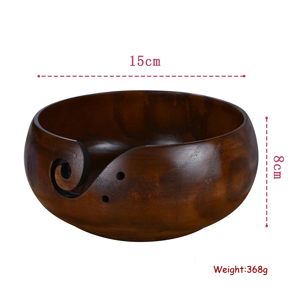 Деревянная круглая шерстяная миска Органайзер вязаная крючком для хранения