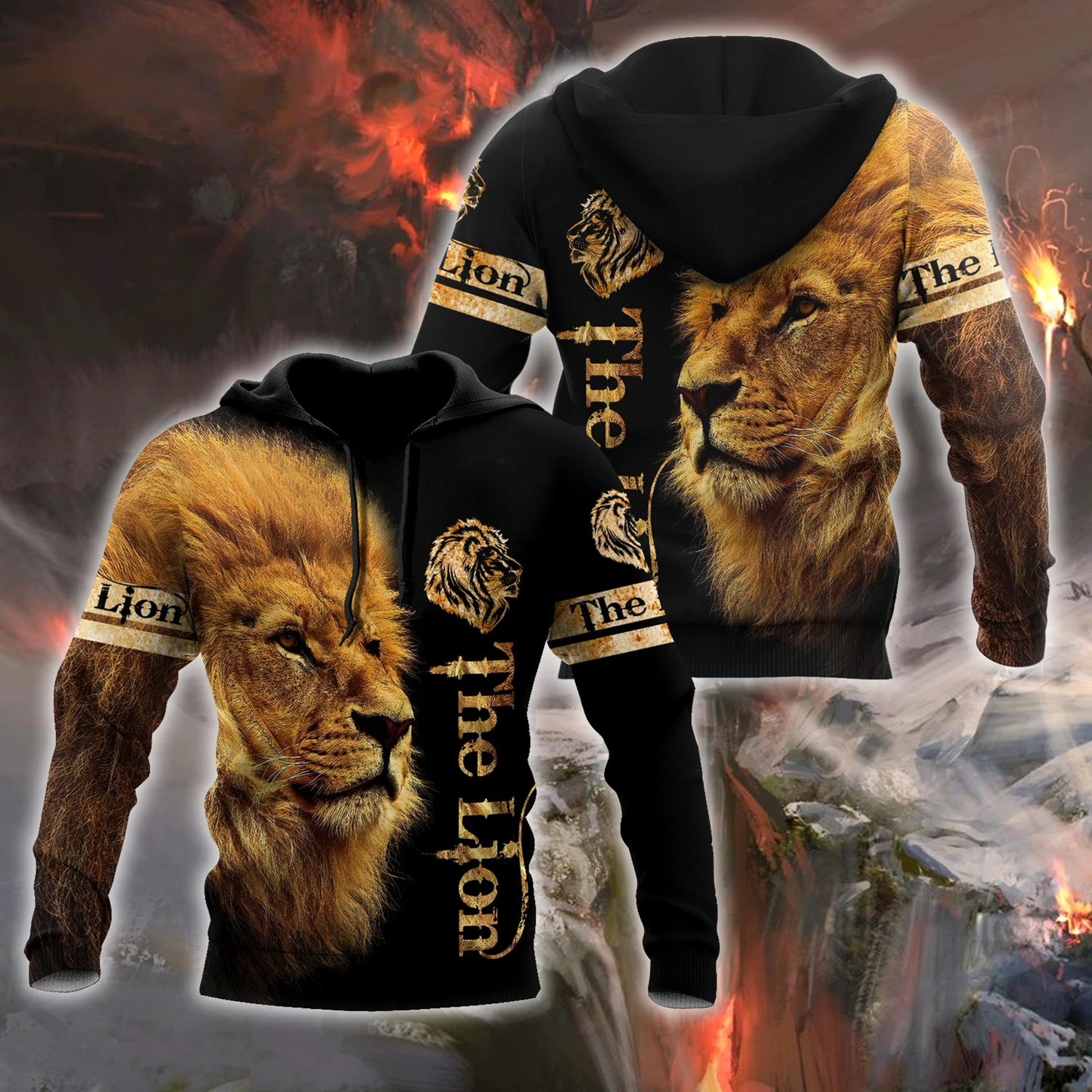 Толстовка мужская с 3D-принтом льва Повседневный пуловер на молнии уличная одежда