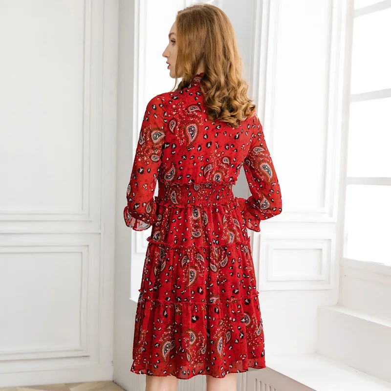 Пикси винно-красный сладкий платье миди za для женщин с высокой талией и бантом из