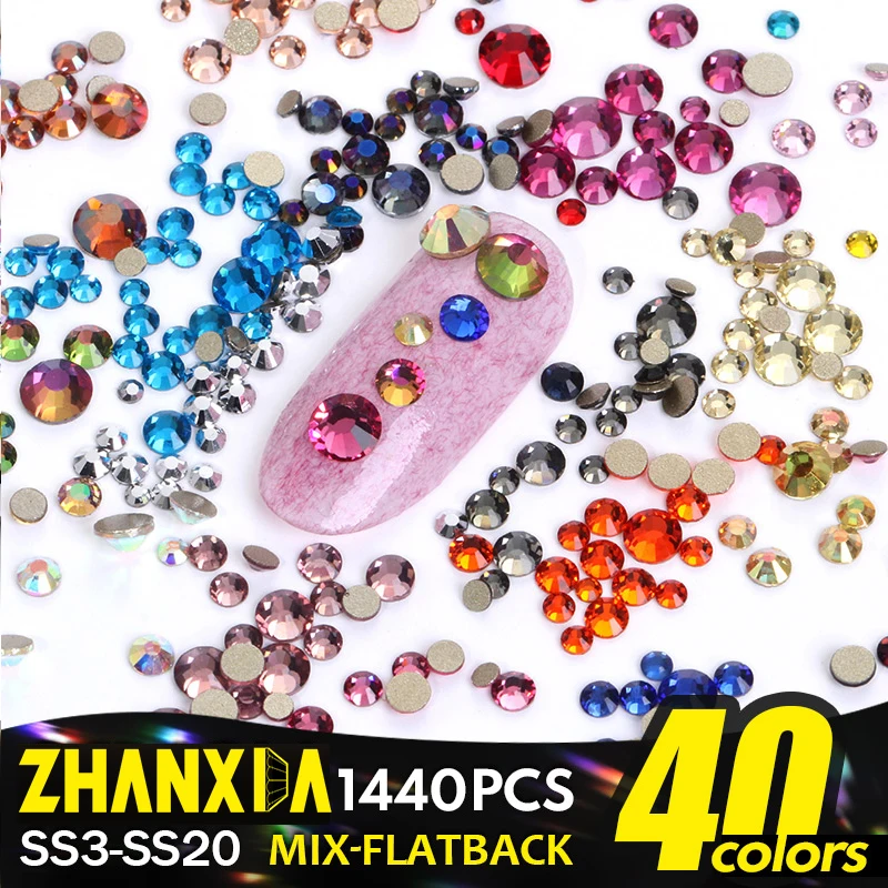 

Стразы SS3-SS20 Mix Стразы, плоские кристаллы для рукоделия, свободные очки, алмазные Стразы без горячей фиксации для ногтей, набор для дизайна ногтей