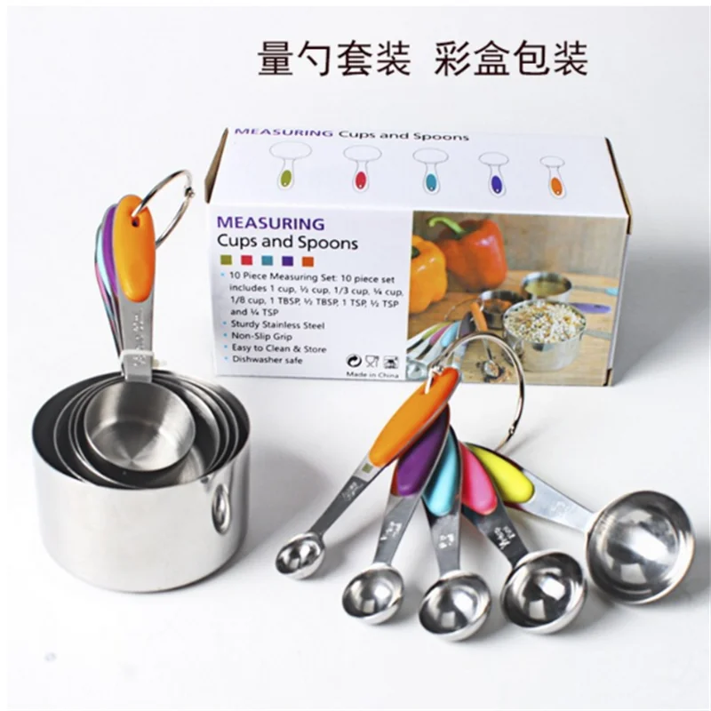 

5/6/9Pcs PP/Stainless Steel Measuring Cups Spoons Set Deluxe Premium Stackable Tablespoons Home Baking Tools Kitchen Accessories