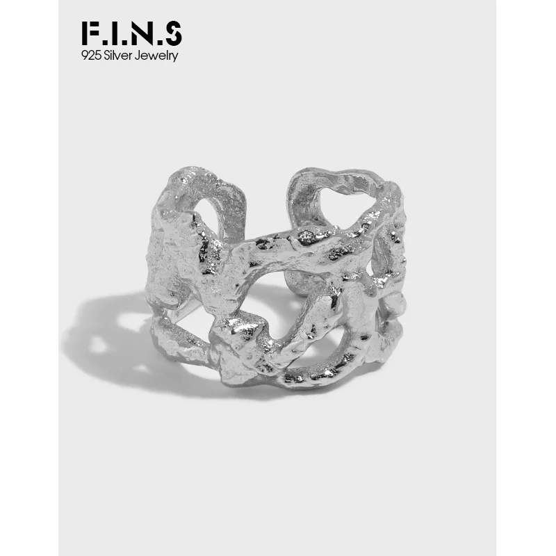 

F.I.N.S Hyperbole, необычное открытое блестящее серебряное кольцо с регулируемой неровной поверхностью для женщин и мужчин, ювелирные изделия в ст...