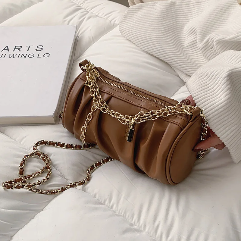 Винтажные простые сумки через плечо из искусственной кожи на цепочке для женщин
