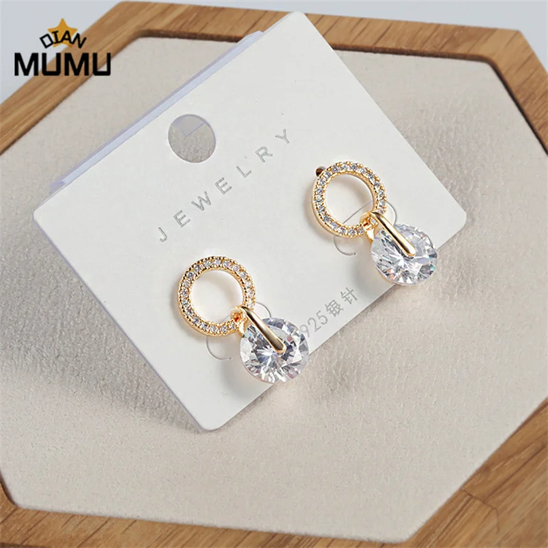 

Korean Female Delicate Earring Party Style Brilliant Cubic Zirconia Women Drop Earrings Colors Simple Stylish Jewelry