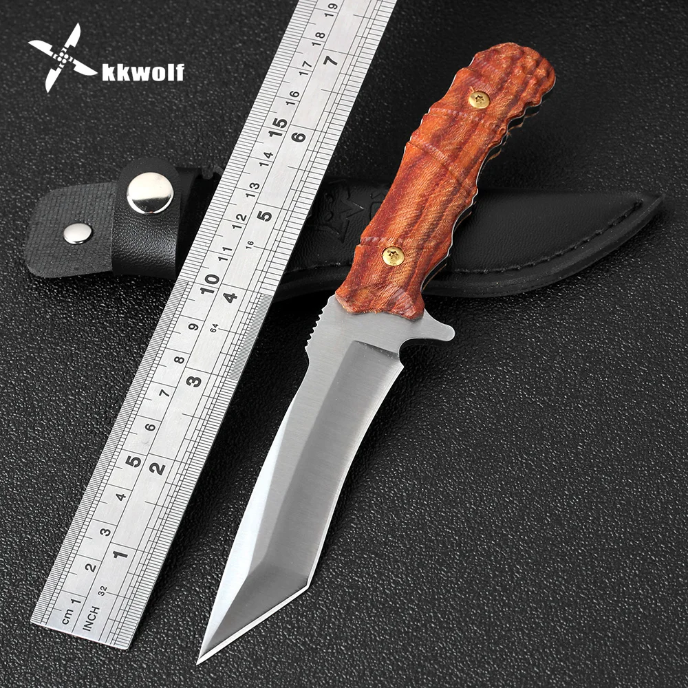 KKWOLF полный Tang охотничий нож с фиксированным лезвием карманный тактический для