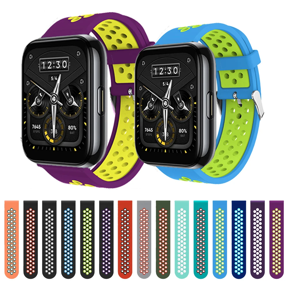 

Ремешок силиконовый для часов Realme Watch 2/2 Pro, сменный спортивный браслет для часов Realme Watch/Watch S/S Pro, 20 мм 22 мм