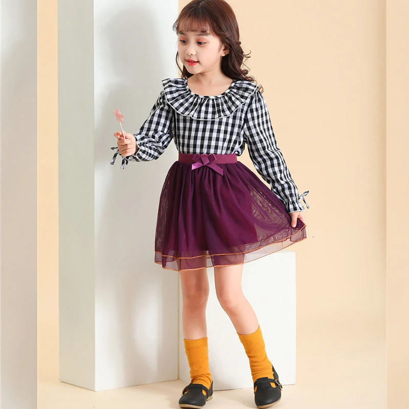 Детские вечерние юбки с бантом для девочек черные серые фиолетовые синие на