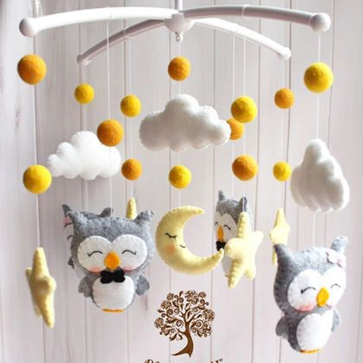 Arm Bracket Owl Cloud Pompom Crib Pendant Monster Elf Hanging Toy Pendant Bedroom Decoration