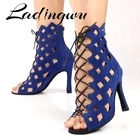 Женские туфли для латиноамериканских танцев, в европейском стиле, с ромбовидным геометрическим узором