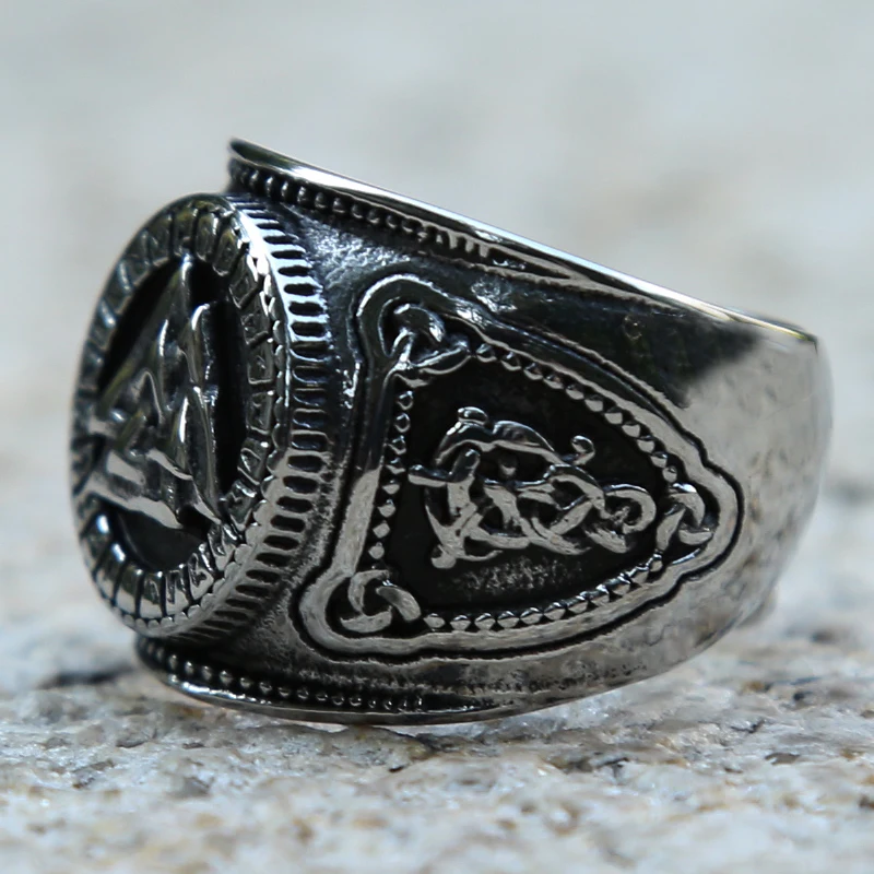 Мужское Скандинавское кольцо викинга из нержавеющей стали руны компас