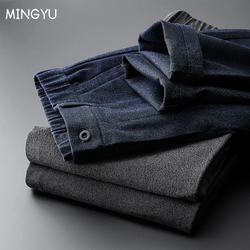 

Jeywood Brand Autumn Winter Pants Men Casual Brushed Fabric Cotton Classics Straight Full Length Fashion Trousers Male 28-38