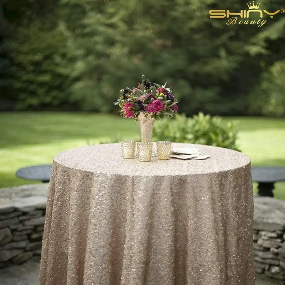 108 дюймов Круглая скатерть с блестками цвета шампанского блестящая для
