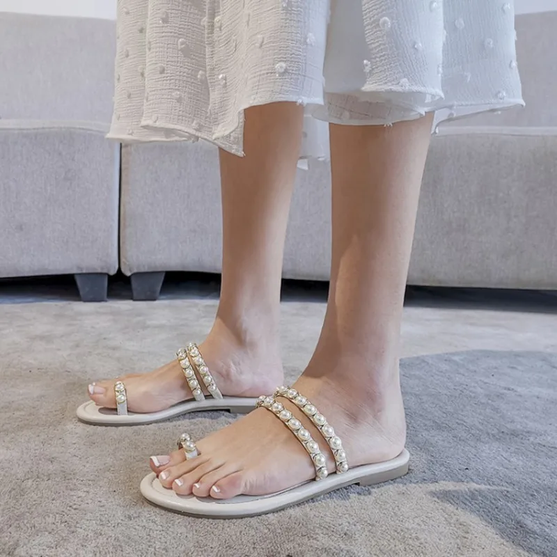 

2021 Summer New Casual Sandals Flat The Bottom Of The Beef Tendon Two Kinds Of Tees Fashion Is Versatile And Comfortable