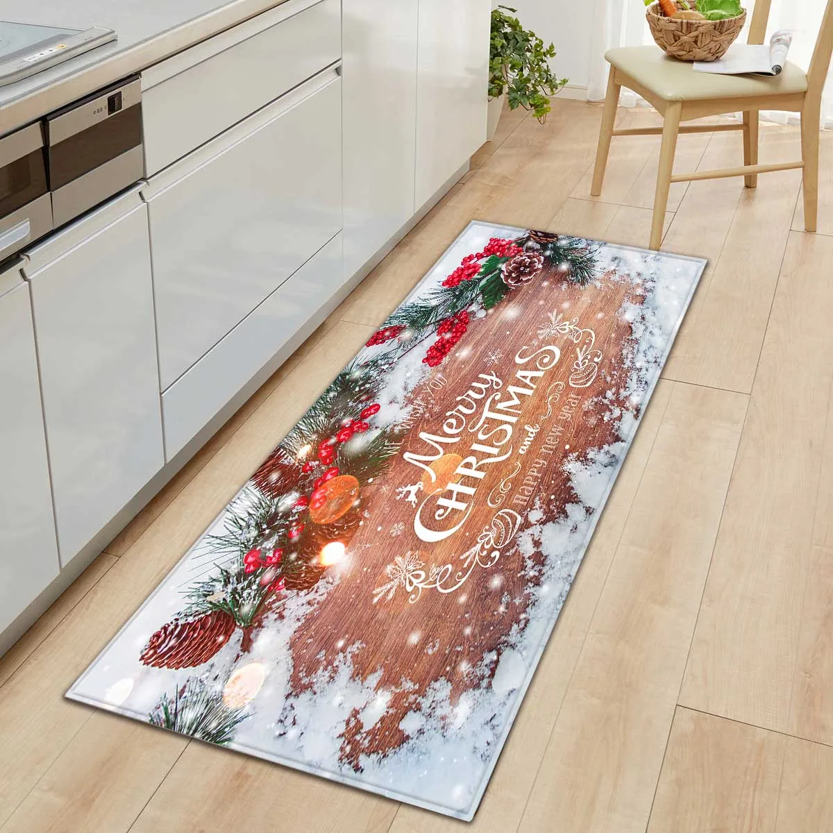 

Christmas Kitchen Mat Carpet Flannel Living Room Carpet Non-slip Welcome Entrance Door Mat Hallway Rugs for Bedroom Bathroom