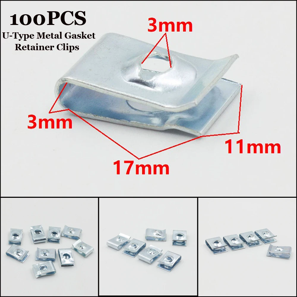 Set Gasket Clips Kit Fixed Screw Car Fender Bumper Body Door Panel Metal Silver 100Pcs |