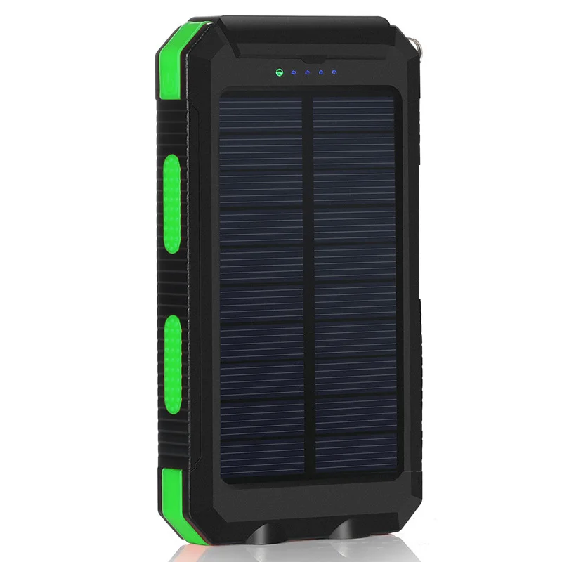 black green Солнечный внешний аккумулятор водонепроницаемый IP67 Технология светодиодный внешний аккумулятор Carregador Portatil power Bank для Xiao mi Iphone XR mi Poverbank - Цвет: black green