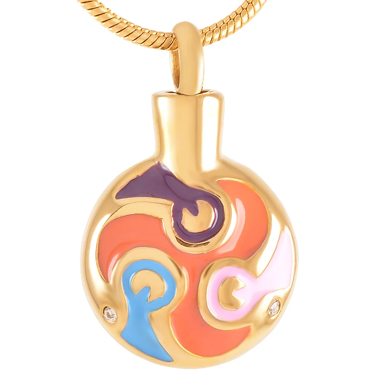 

IJD9455 Stainless Steel Multicolor Circle Round Cremation Keepsake Pendant for Ashes Urn Memorial Souvenir Necklace Jewelry