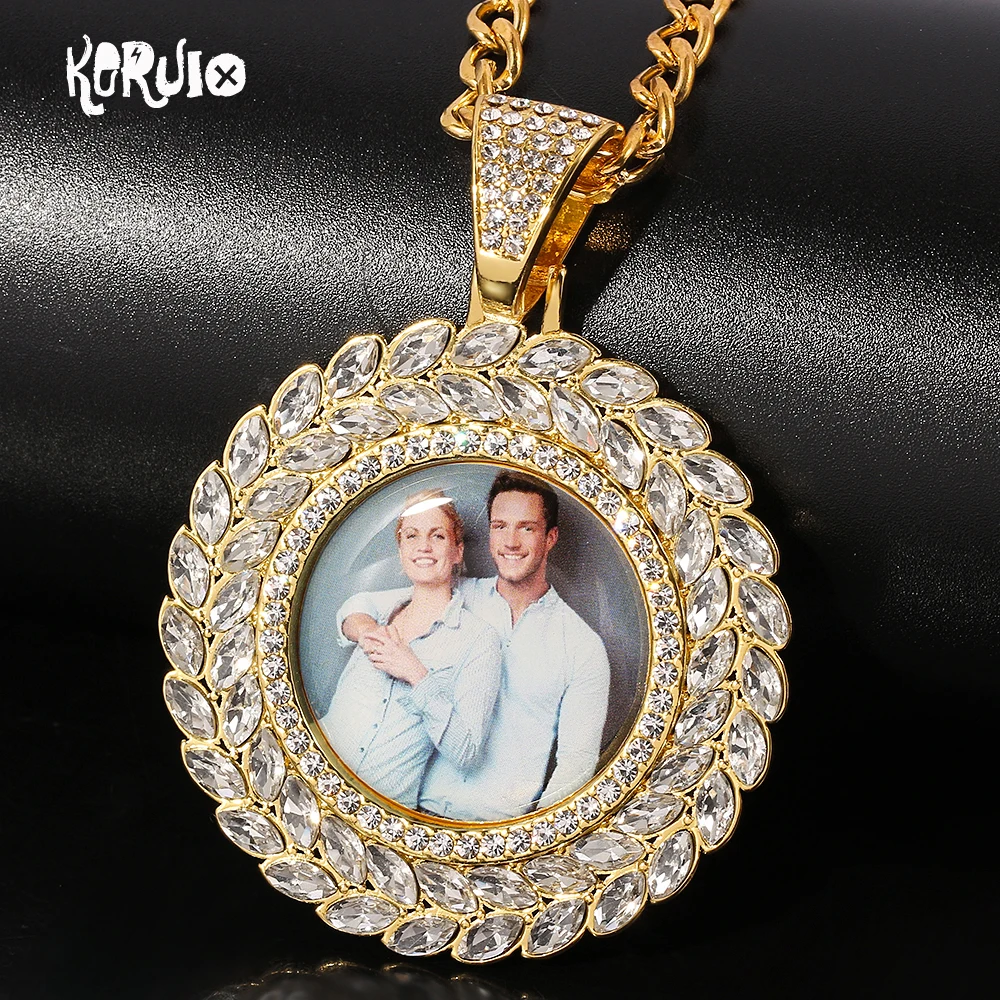Пользовательские фото хип хоп Лист Кристалл Медальон память ожерелье теннис и