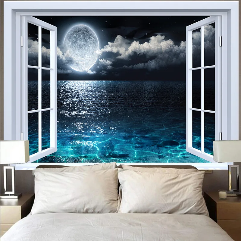 Горячая Распродажа гобелен с изображением из окна настенная ткань пейзаж