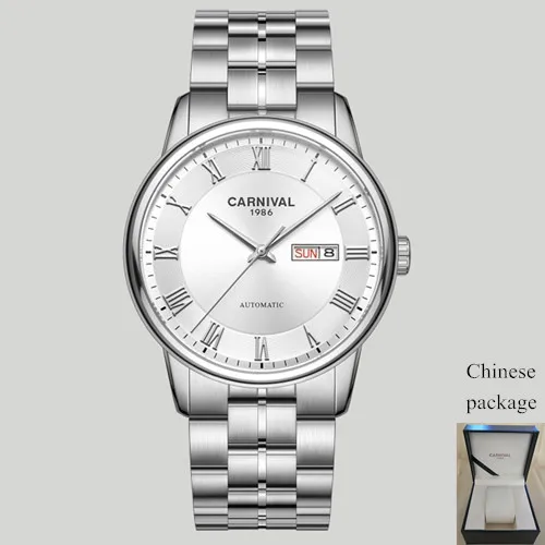 Silver white C8064 C Швейцарские карнавальные механические часы, мужские роскошные брендовые автоматические часы MIYOTA, сапфировые водонепроницаемые часы, полностью стальные часы relogio - Цвет: Silver white C8064 C