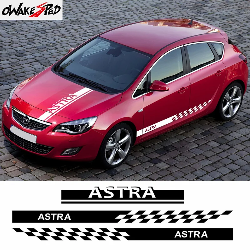 

1 комплект полосок для автомобильной капота для Opel Astra GTC OPC 3-5 дверей гоночные спортивные боковые юбки дверные наклейки декор для кузова авто...