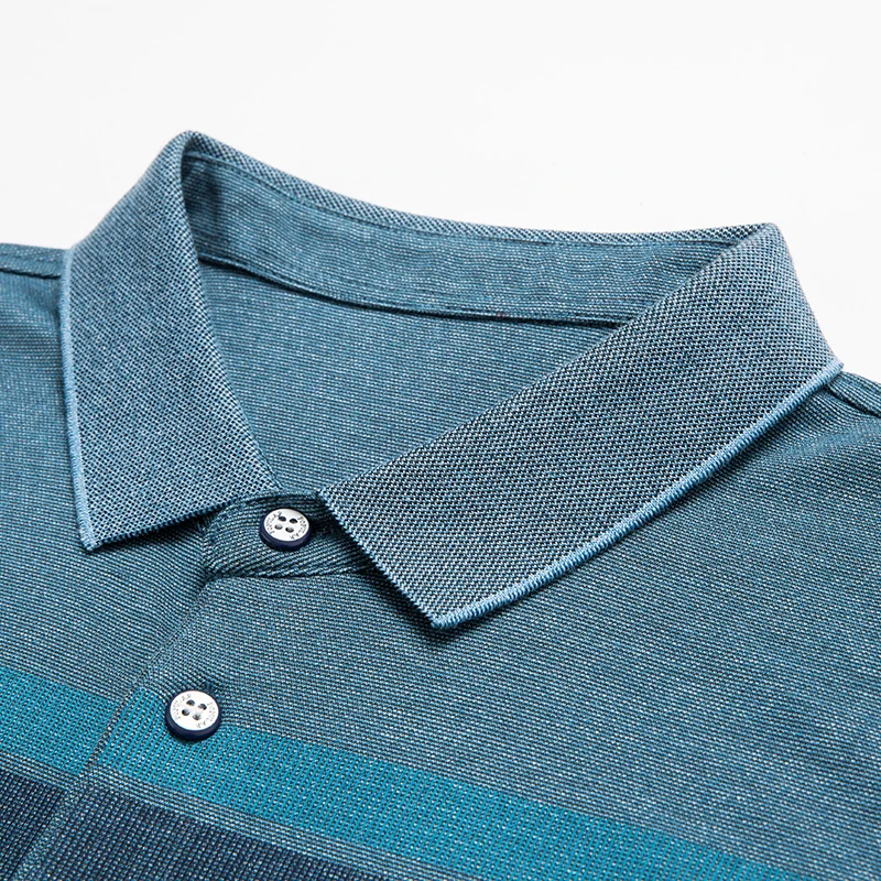 

New High Quality Fashion Designer Brand Striped Polo Shirt Men Cotton Casual Long Sleeve Turn Down Collar Tops Men Clothing