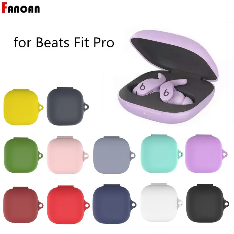 

Silicone Case for Beats Fit Pro 2021 New Headset Solid Color Soft Shockproof Protector with Keychain for Beats Fit Pro Cover