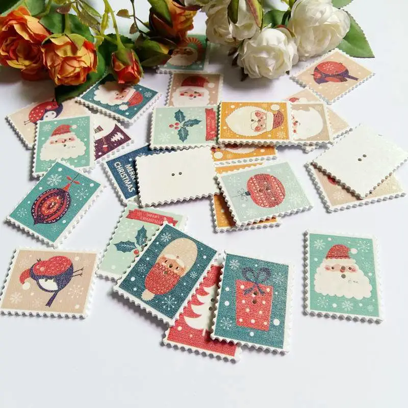 

30 шт., деревянные пуговицы с двумя отверстиями, 30 х38 мм