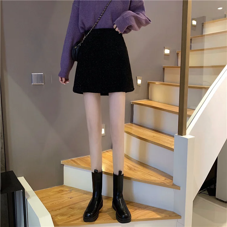 Реальная фотография экономичная невидимая юбка на молнии с высокой талией |