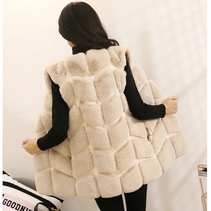 Новинка 2021 модный жилет из искусственного кроличьего меха Женский Повседневный