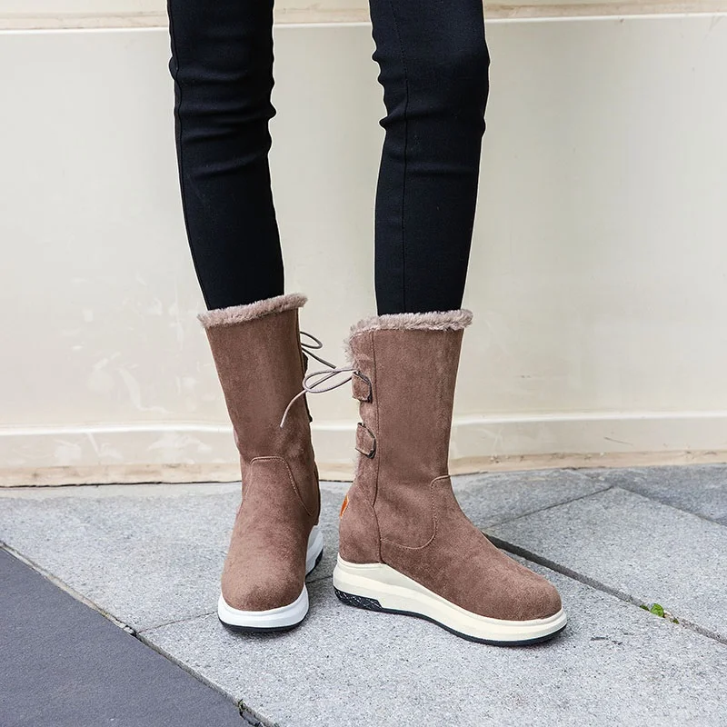 Ботильоны для женщин на массивной танкетке с ремешком щиколотке и круглым носком