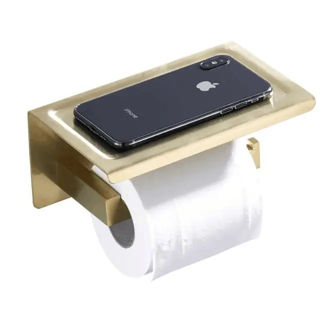 Phone paper holder Hongdec матовый золотой настенный набор аксессуаров для ванной комнаты из нержавеющей стали - Цвет: Phone paper holder