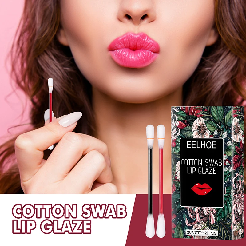 20pcs Lip Gloss Cotton Swab Long Lasting Creative Non-fading Glaze Matte Disposable Lipstick Makeup Cosmetic TSLM1 - купить по