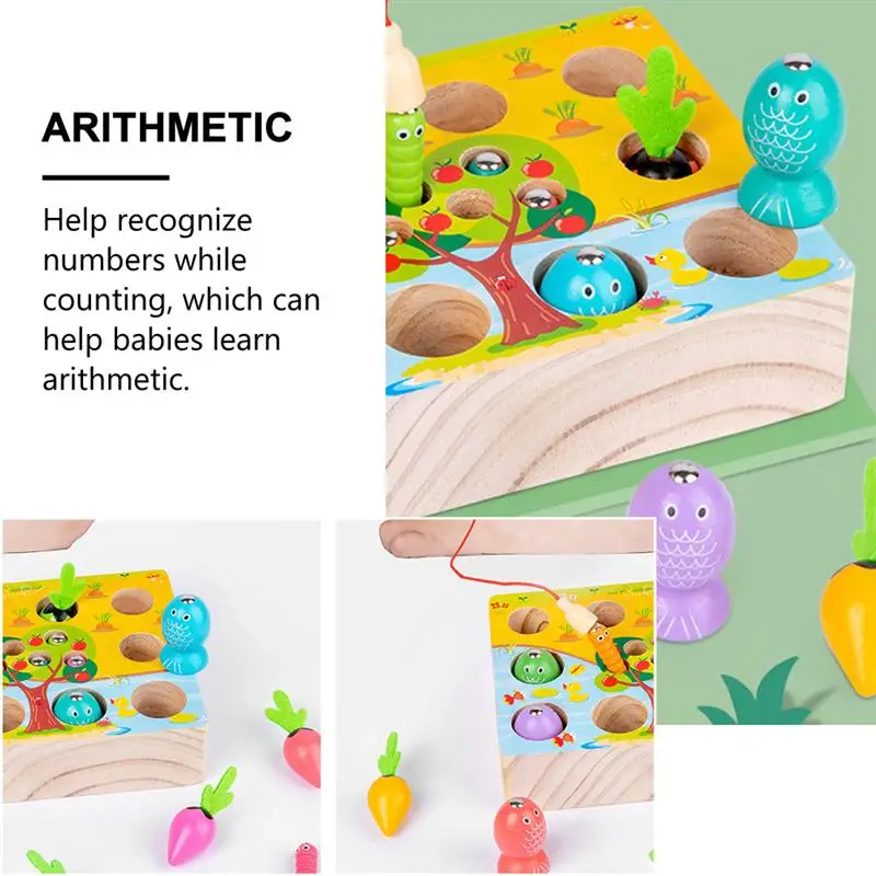 

1 Set Magnetic Fishing Toys Wooden Carrots Toys Fine Motor Skills Toys for Baby