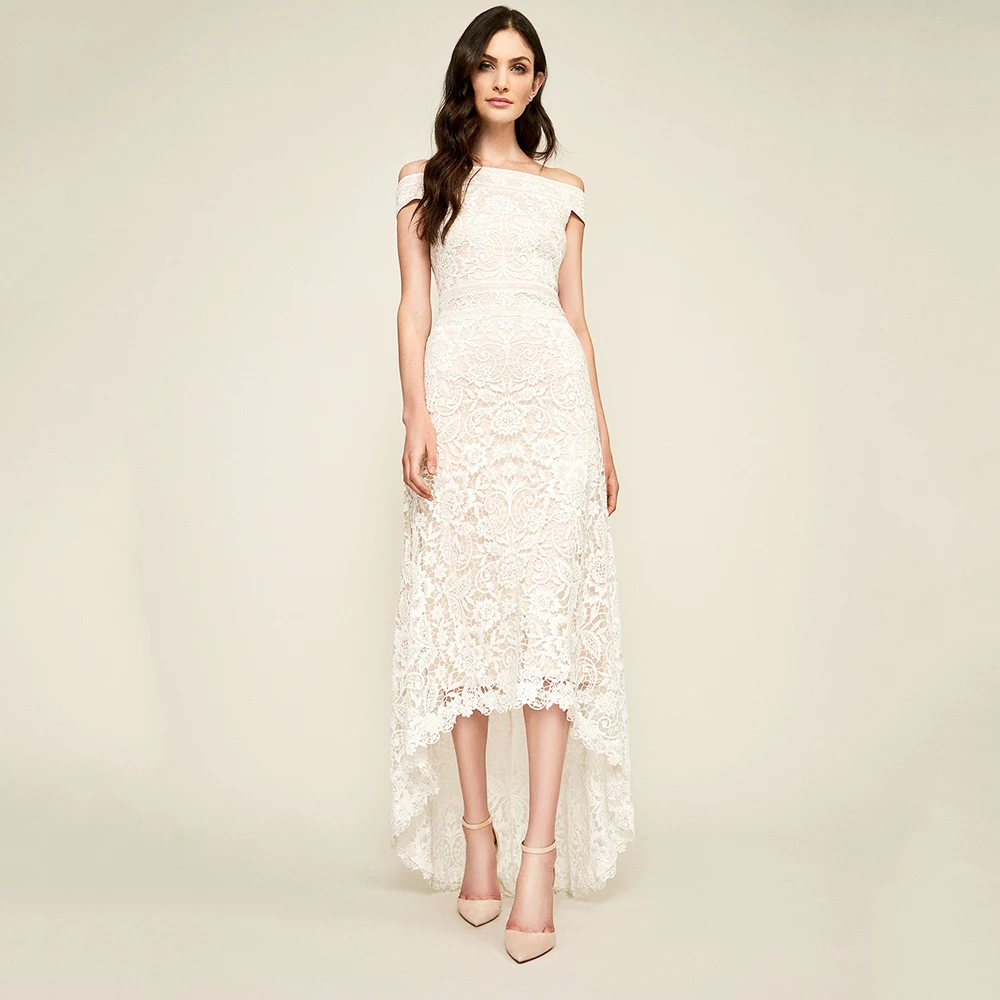 

Simple Bohemian Wedding Dress Ivory Fashion Off Shoulder Beach Hi-Lo Skirt Bridal Party Gown For Woman Formal suknia ślubna