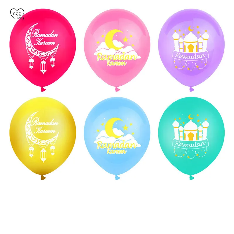 

2021 Islamic Eid Mubarak Colored Latex Balloon Ramadan Kareem Cream Decoration for Home Flag Party Supplies Bedroom Accessories