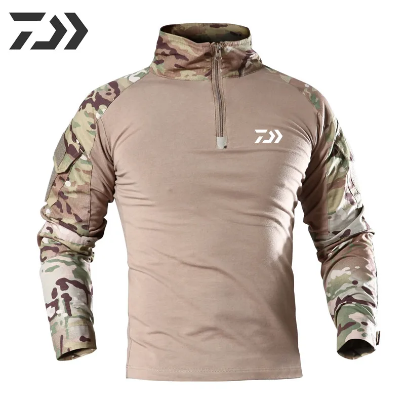 

Мужские тактические походные футболки Daiwa, военная армейская камуфляжная куртка с длинным рукавом для охоты, скалолазания, рыбалки