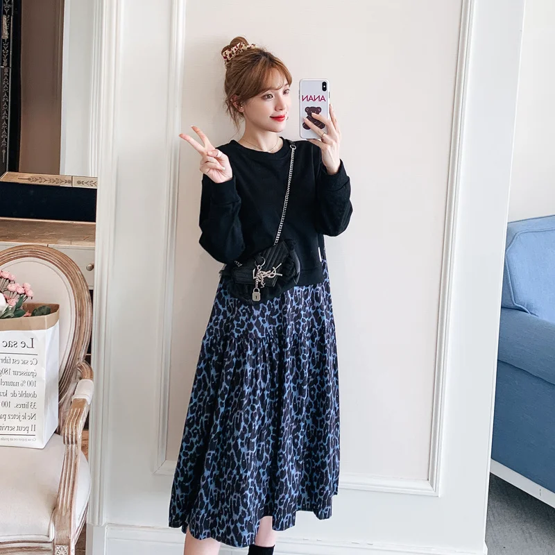 Платье большого размера платье для Ленивец прикрывающее живот с круглым вырезом