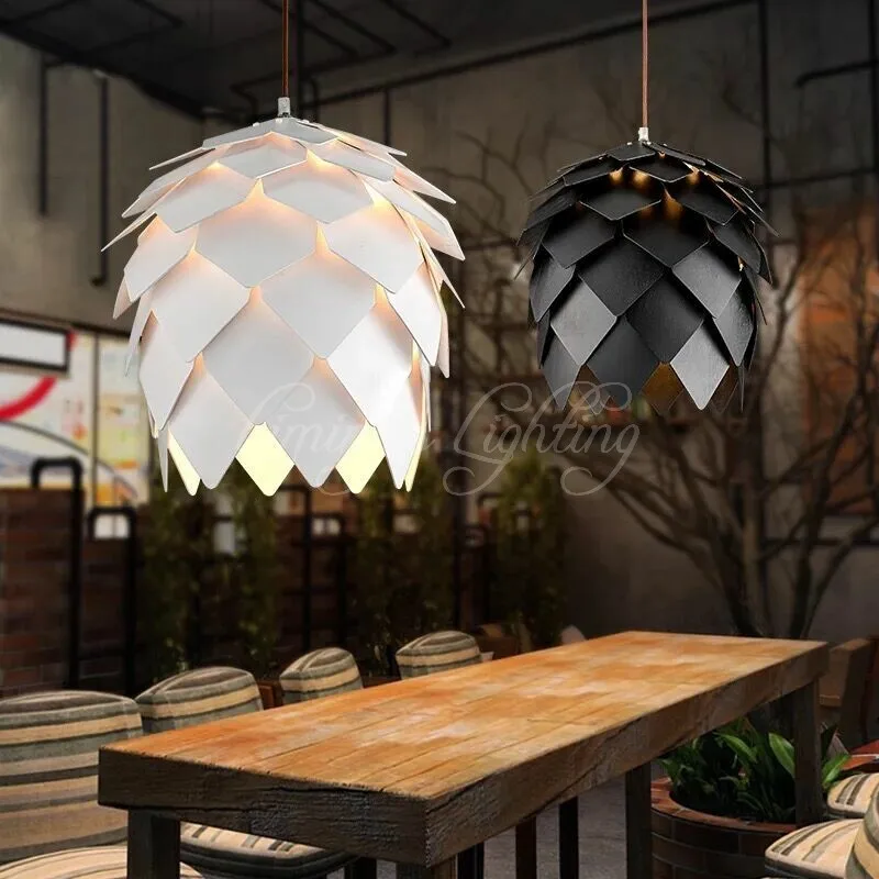 

Modern Wooden Pinecone Pendant Lights Wood Lamp Kitchen Home Living Room Decor Retro Decoration Bedroom Hanging Light Bar Table