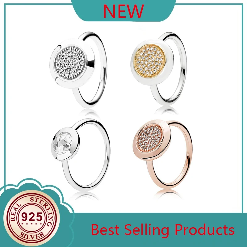 

Authentic 925 Sterling Silver Original Radiant Signature Pan Ring For Women Bead Charm Gift Diy Jewelry