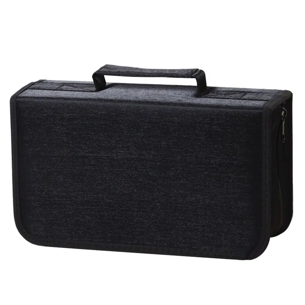 

Box CD Wallet Large Capacity 128 CDs Holder DVD Travel Disc Home Car Black Storage Bag Zipper Space Saving