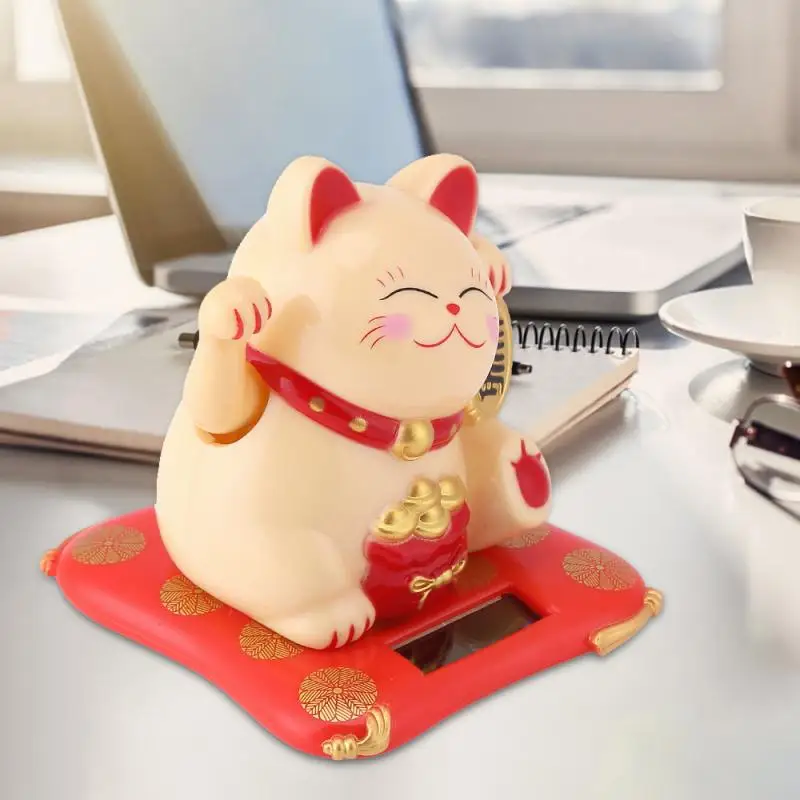 

Solar Lucky Cat Chinese Feng Shui Waving Lucky Welcoming Cat Home Crafts Decoration Decoration