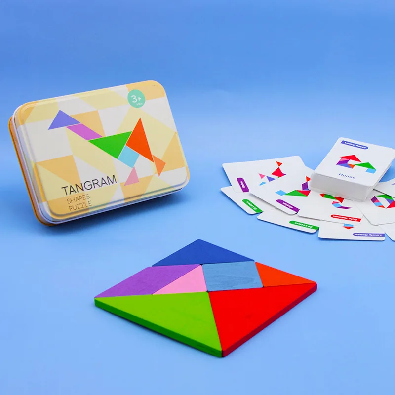 Tangram-rompecabezas 3D de madera para niños, juguetes educativos para bebés, juego interactivo