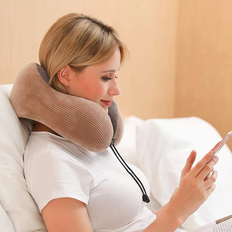 Лучший коричневая дорожная подушка из пены с эффектом памяти 360 градусов головка